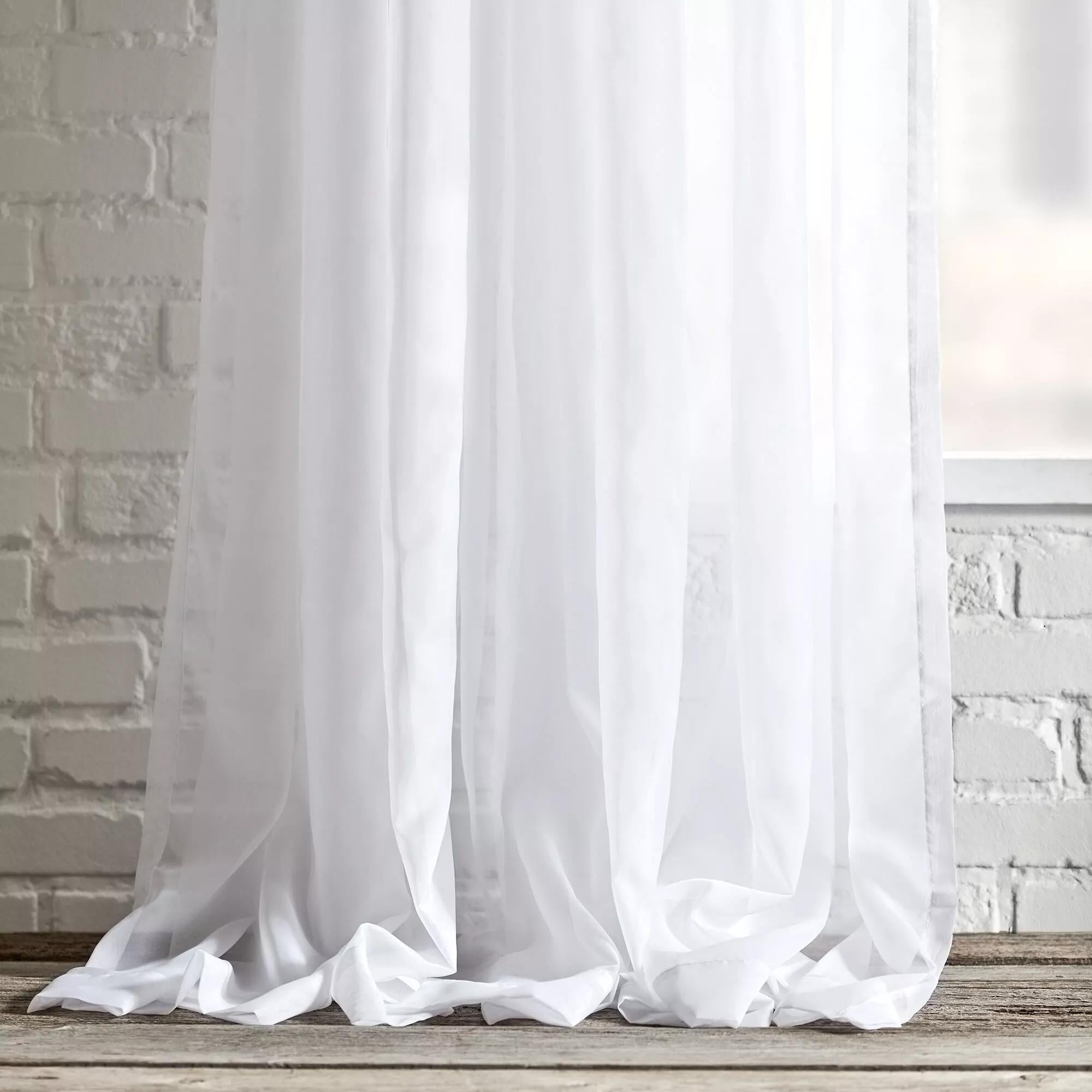 White Rod Pocket Sheer Curtain