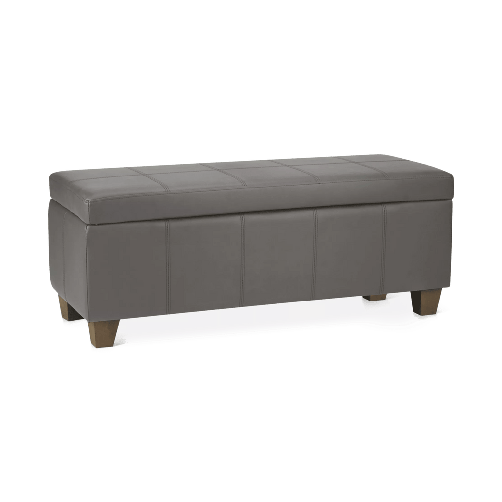 Grey Faux Leather Storage Bench