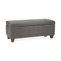 Grey Faux Leather Storage Bench