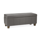 Grey Faux Leather Storage Bench