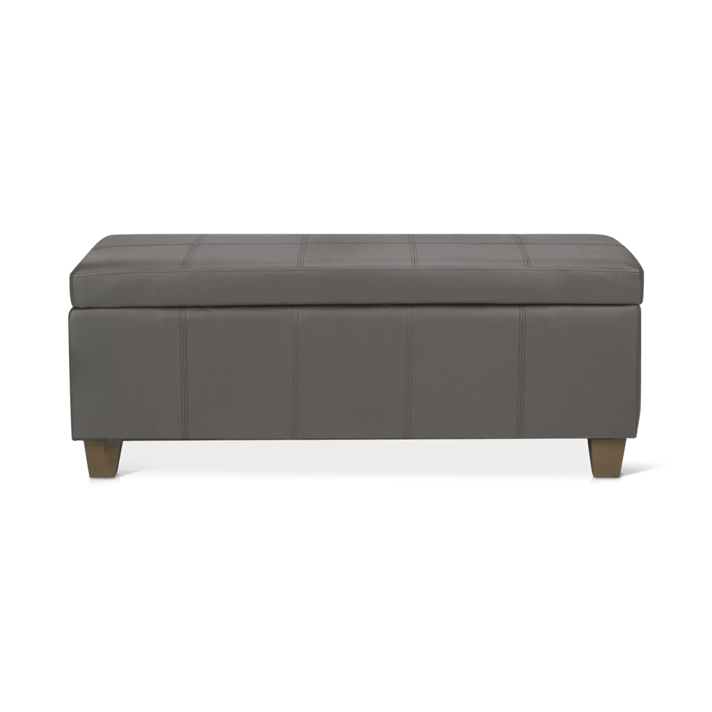 Grey Faux Leather Storage Bench