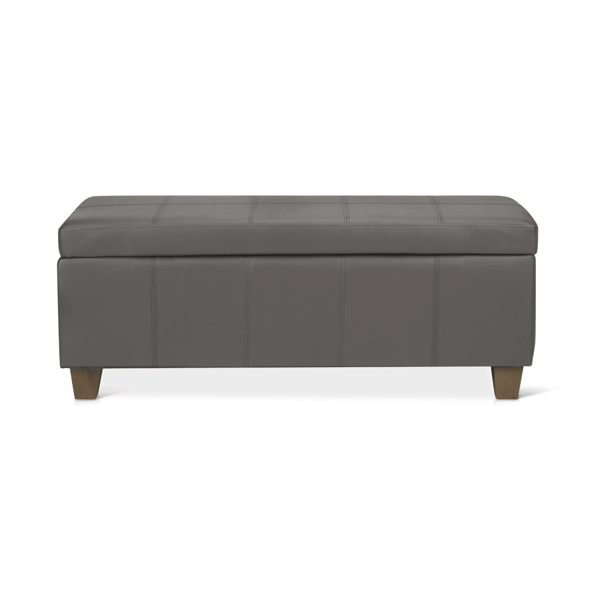 Grey Faux Leather Storage Bench