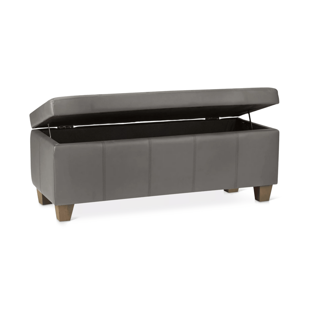 Grey Faux Leather Storage Bench