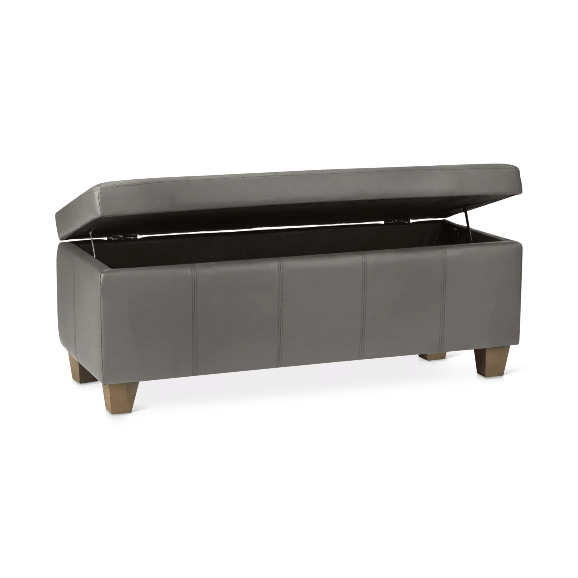 Grey Faux Leather Storage Bench