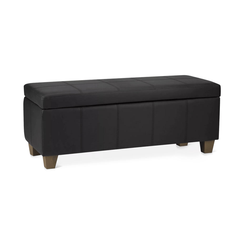 Black Faux Leather Storage Bench