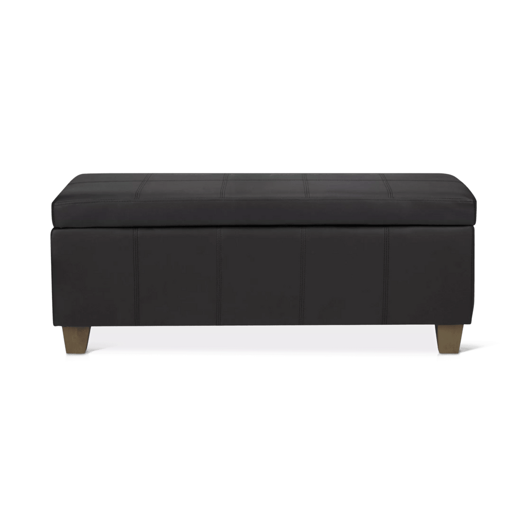 Black Faux Leather Storage Bench
