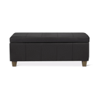 Black Faux Leather Storage Bench