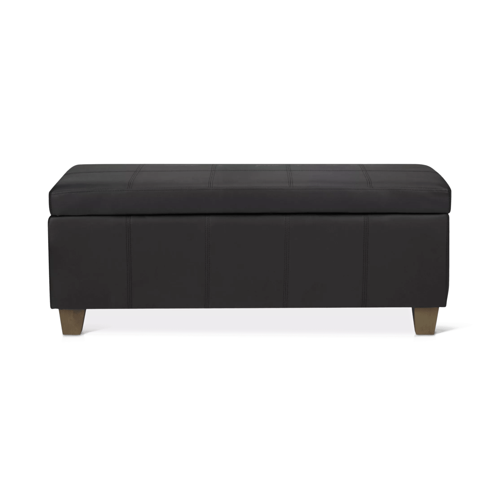 Black Faux Leather Storage Bench