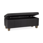 Black Faux Leather Storage Bench