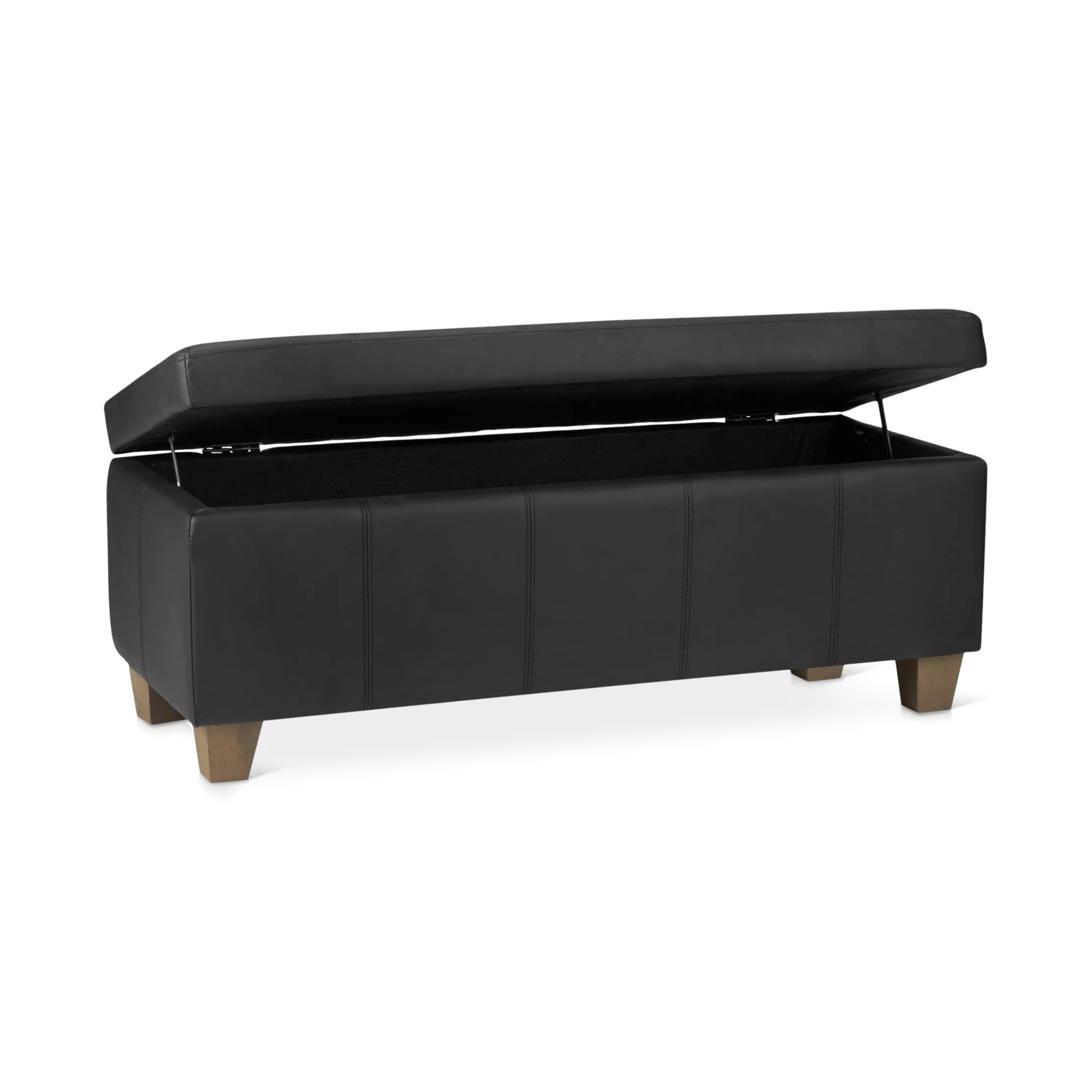Black Faux Leather Storage Bench