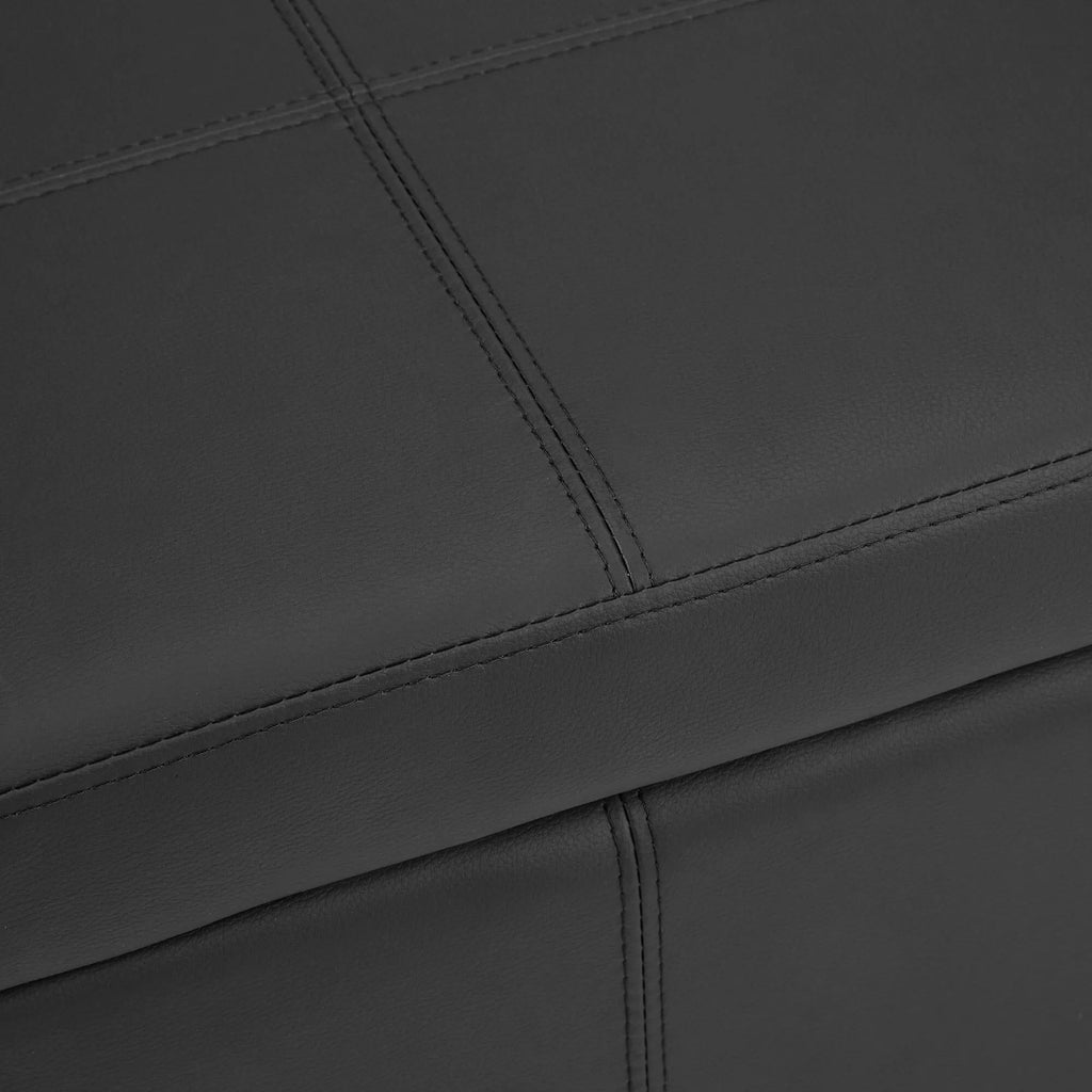 Black Faux Leather Storage Bench