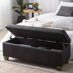 Black Faux Leather Storage Bench