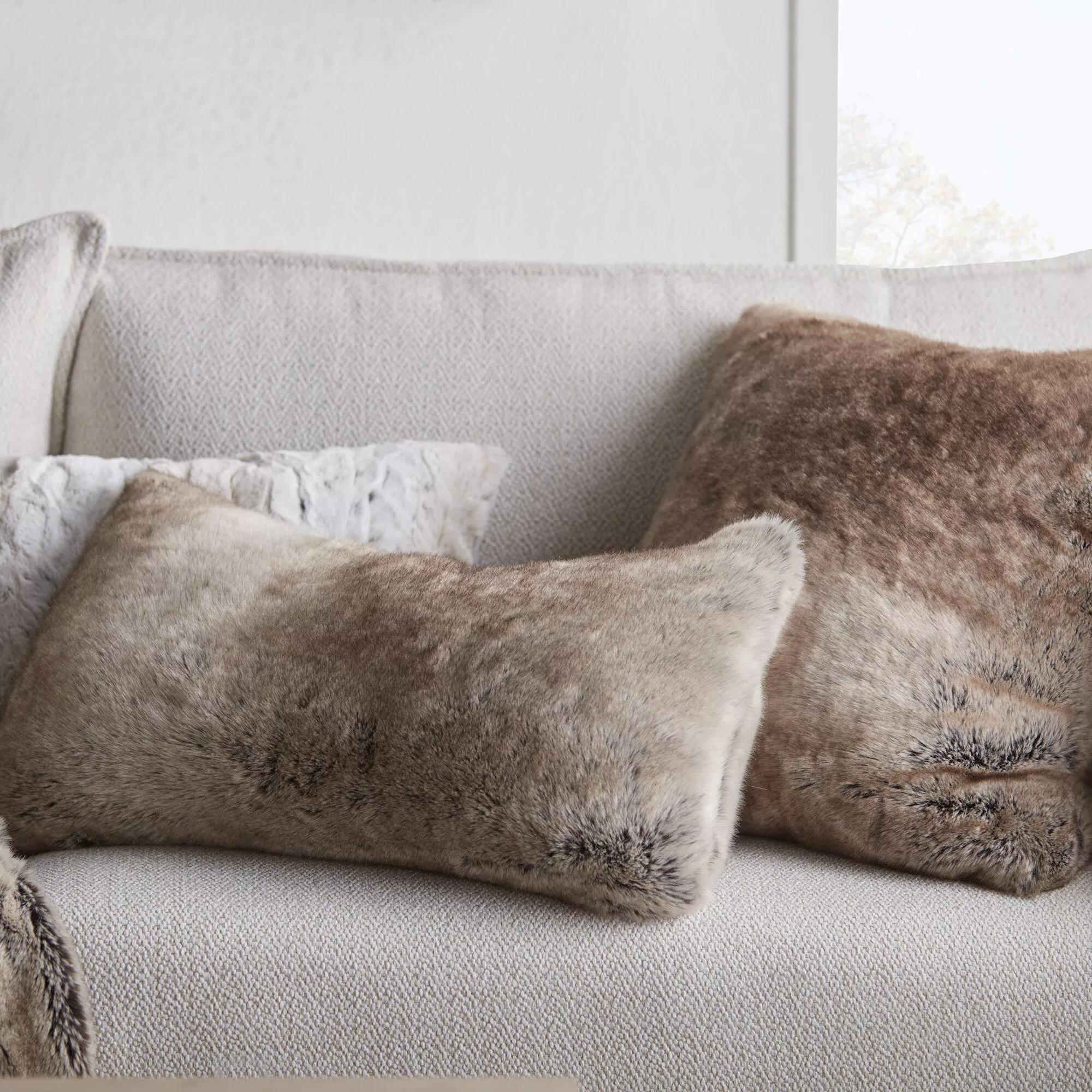 Wolf Faux Fur Decorative Lumbar Pillow