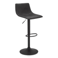 Black Textured Faux Leather & Metal Adjustable Bar Stool