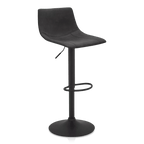 Black Textured Faux Leather & Metal Adjustable Bar Stool
