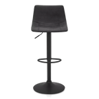 Black Textured Faux Leather & Metal Adjustable Bar Stool