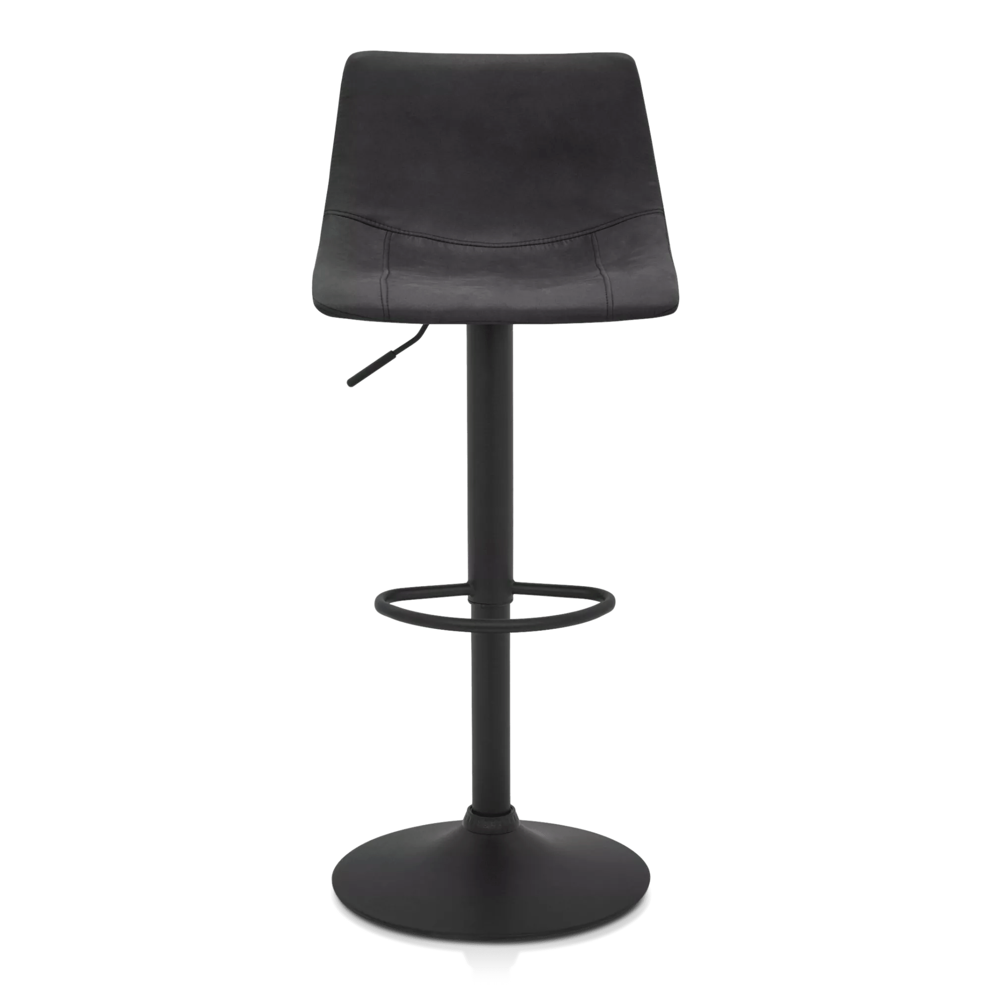 Black Textured Faux Leather & Metal Adjustable Bar Stool