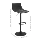 Black Textured Faux Leather & Metal Adjustable Bar Stool