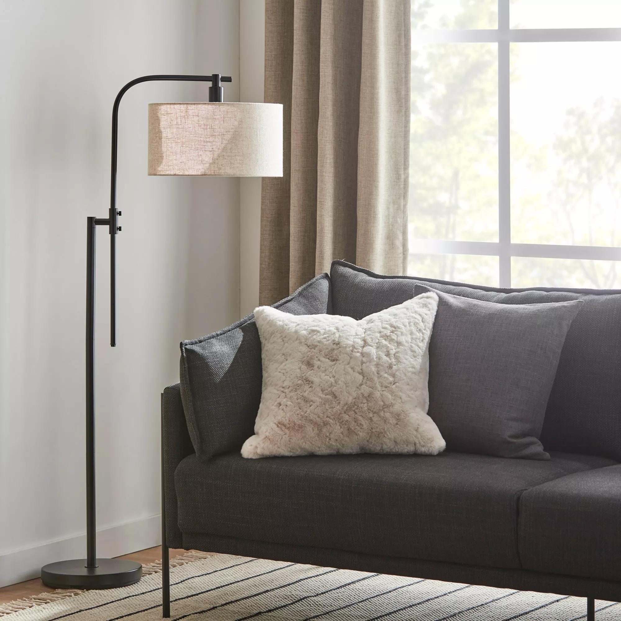 Linen Swivel Metal Floor Lamp
