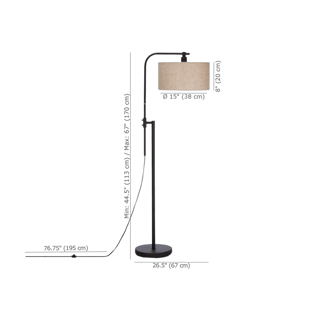 Linen Swivel Metal Floor Lamp