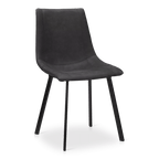 Black Textured Faux Leather and Metal Dining Chair