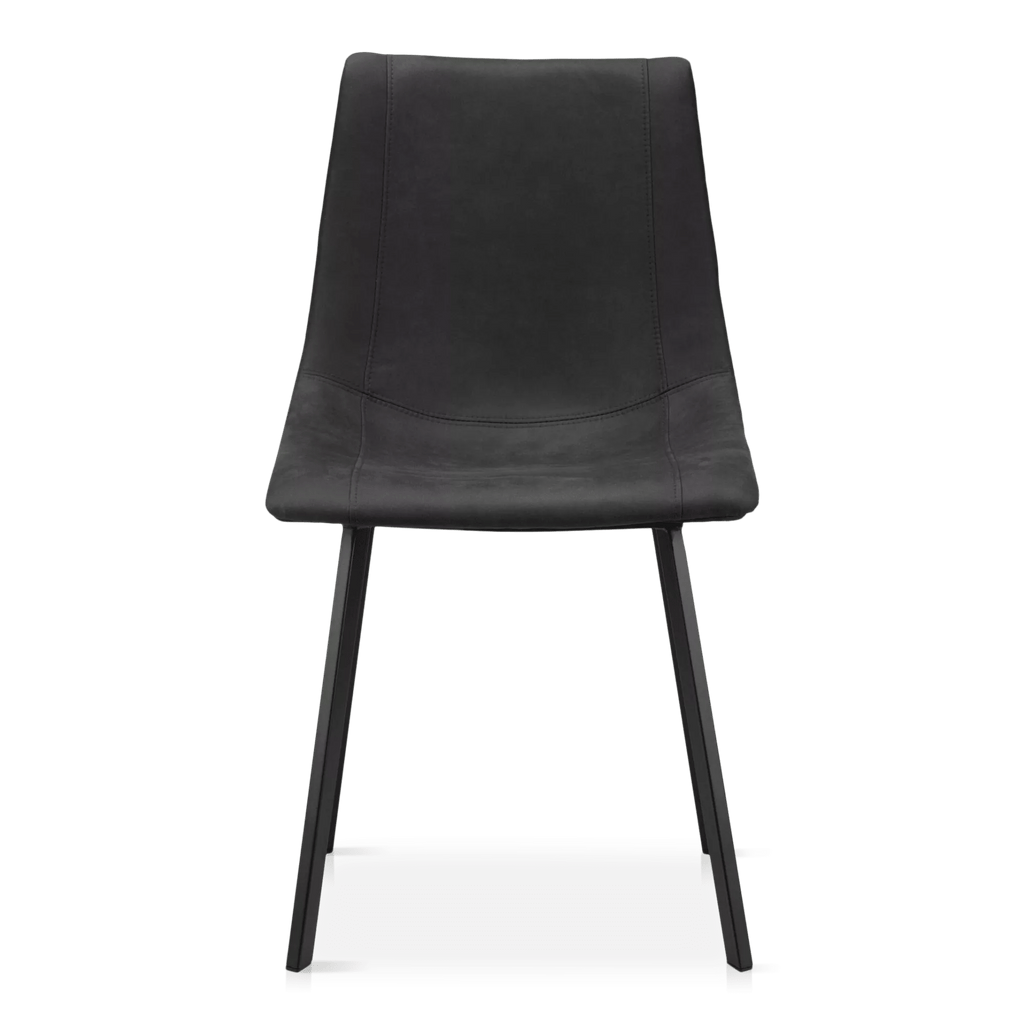 Black Textured Faux Leather and Metal Dining Chair