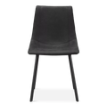 Black Textured Faux Leather and Metal Dining Chair