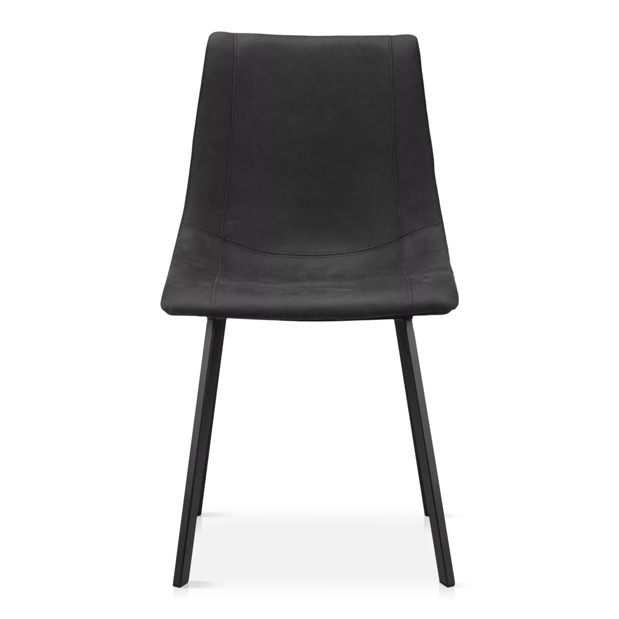 Black Textured Faux Leather and Metal Dining Chair
