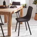 Black Textured Faux Leather and Metal Dining Chair
