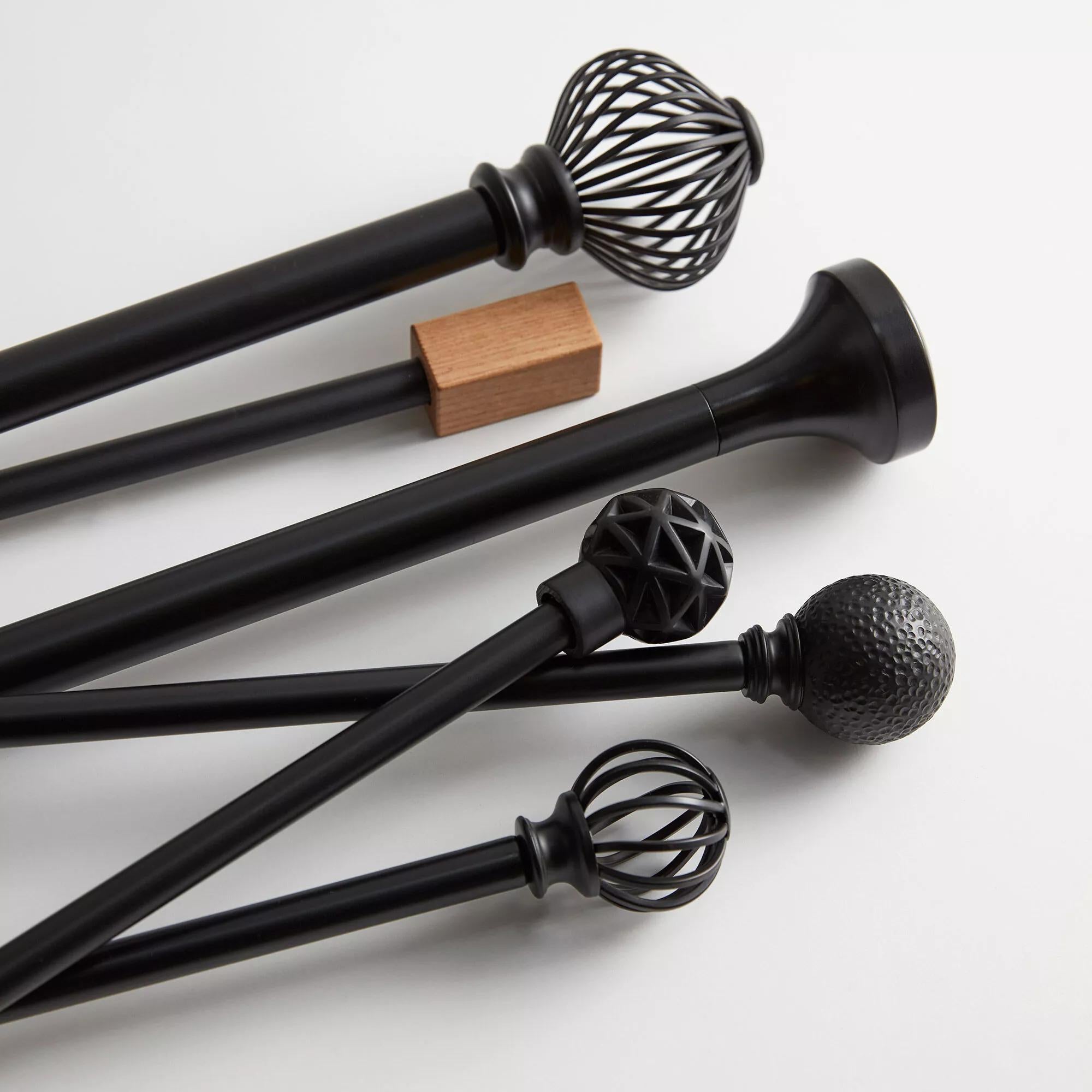 Black Curtain Rod Set - Diameter 16/19 mm