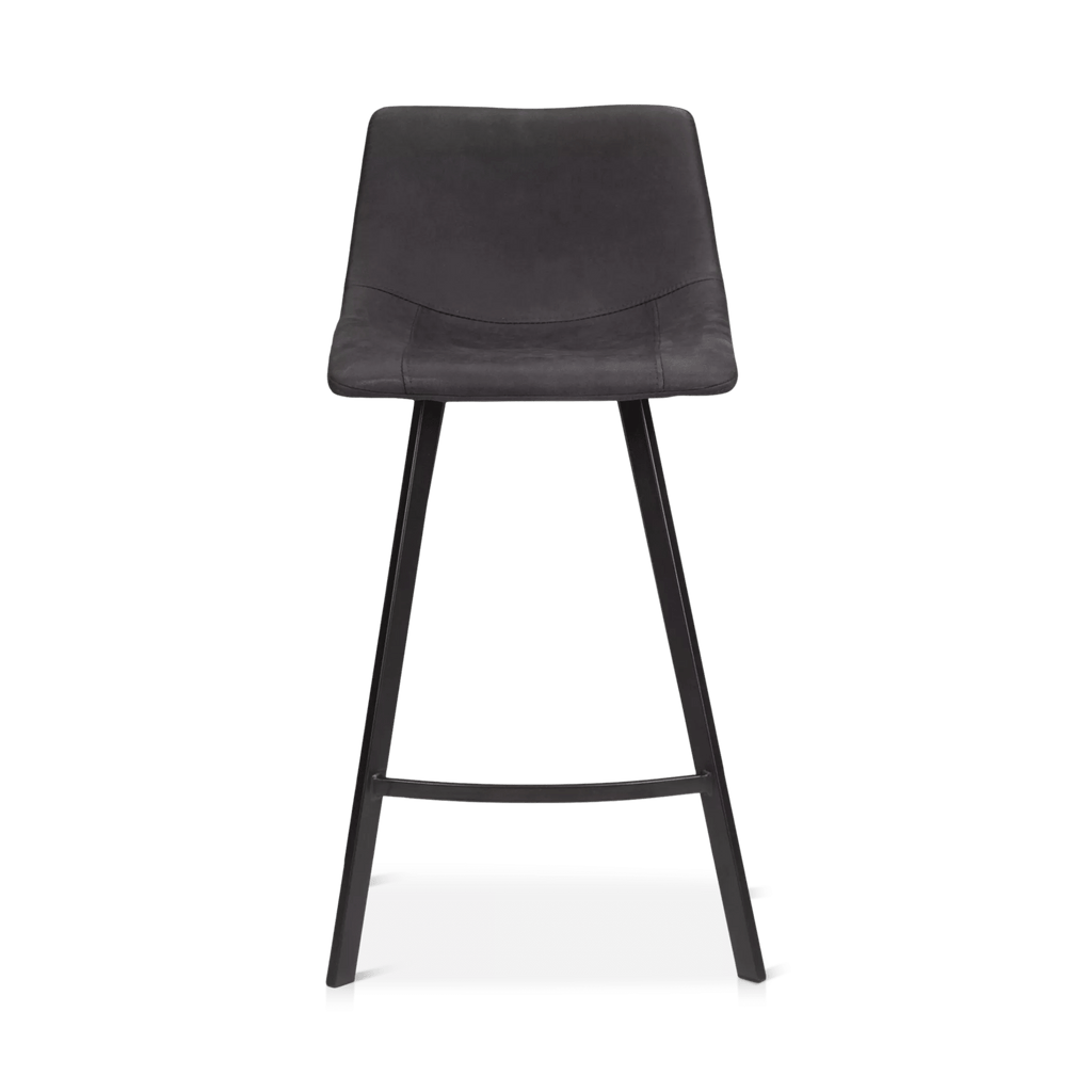 Textured Faux Leather and Metal Bar Stool