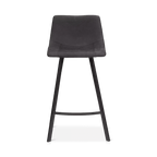 Textured Faux Leather and Metal Bar Stool