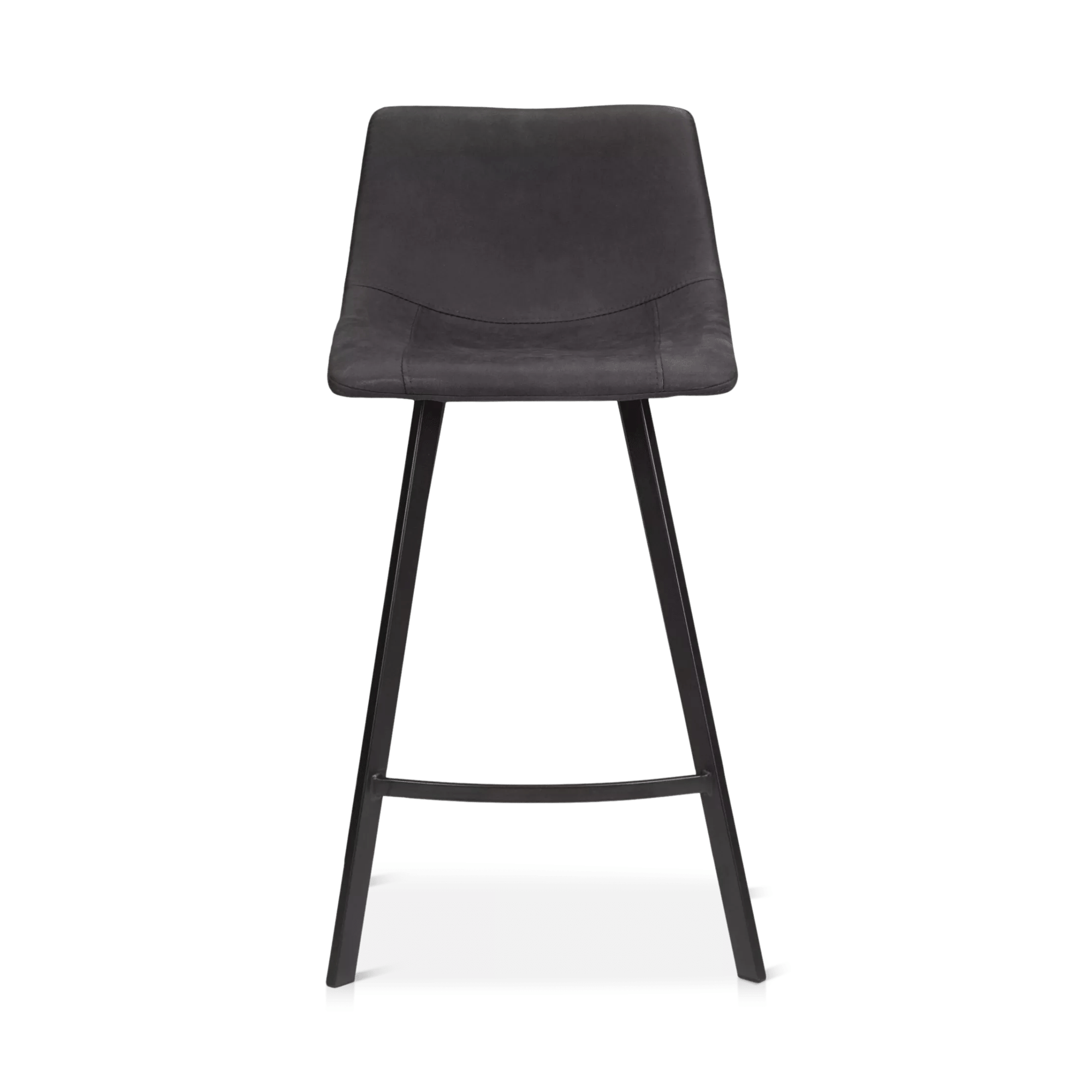 Textured Faux Leather and Metal Bar Stool