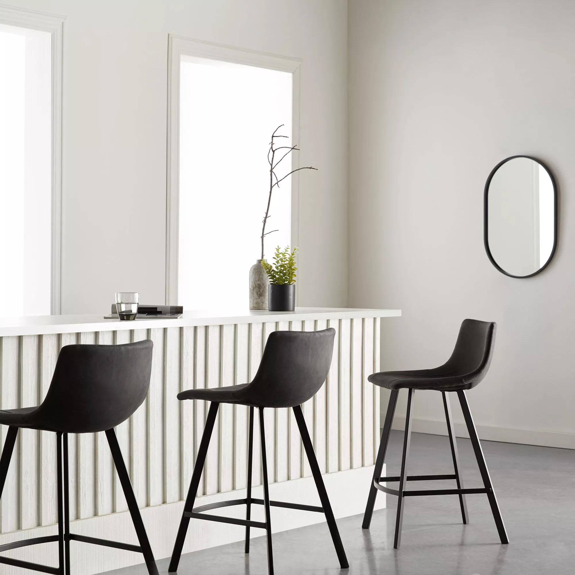 Textured Faux Leather and Metal Bar Stool