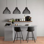 Textured Faux Leather and Metal Bar Stool