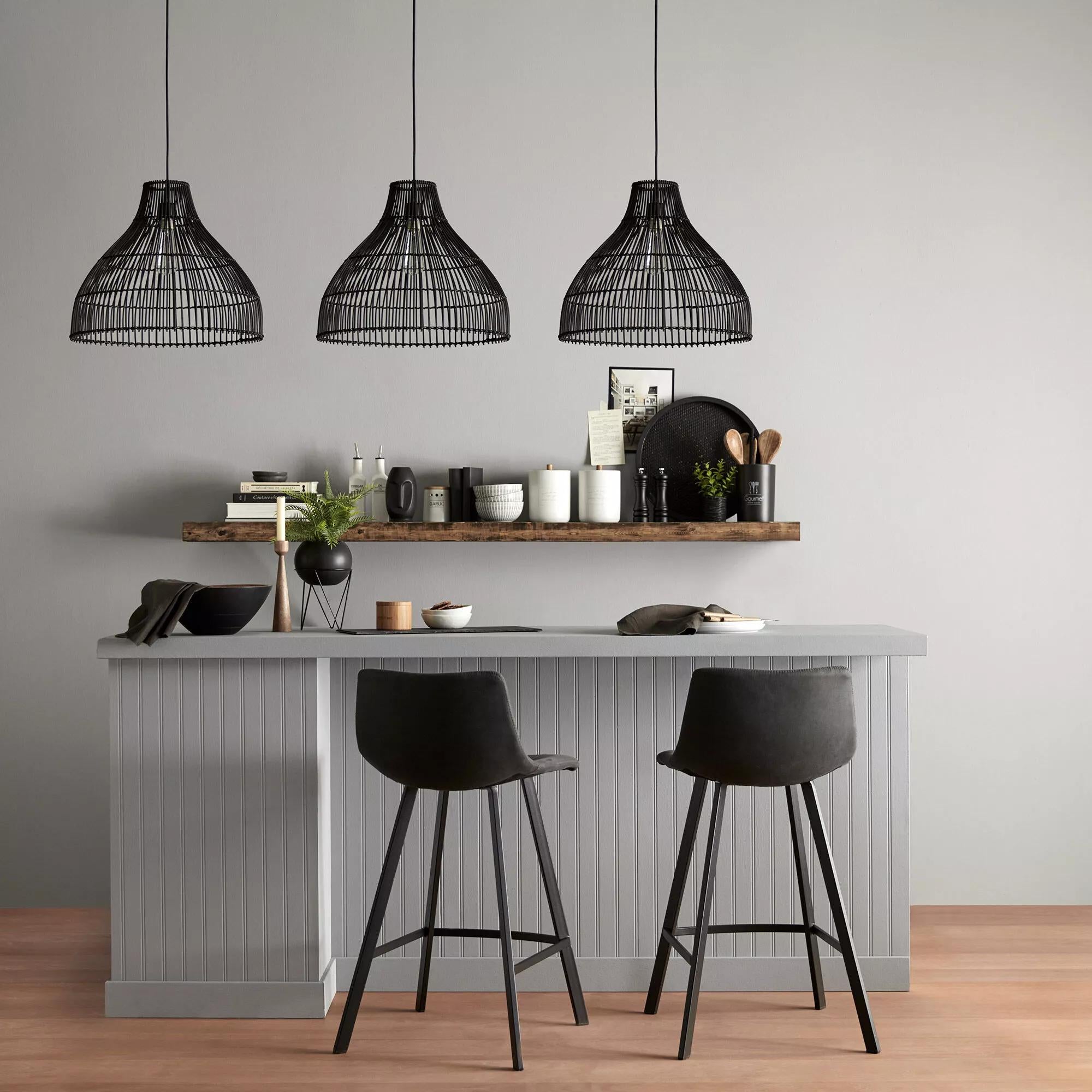 Textured Faux Leather and Metal Bar Stool