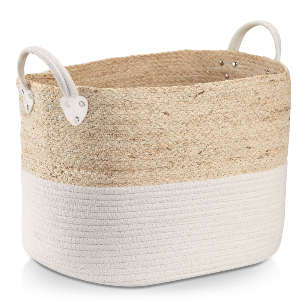 Corn Fiber and Cotton Rope Storage Basket