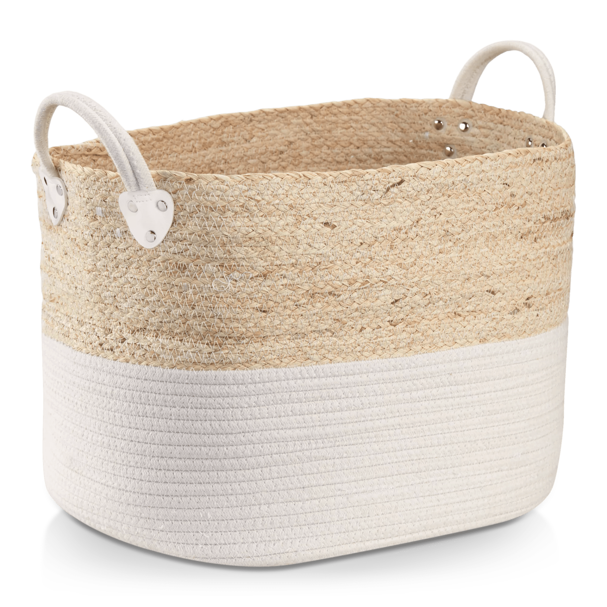Corn Fiber and Cotton Rope Storage Basket