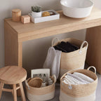 Corn Fiber and Cotton Rope Storage Basket