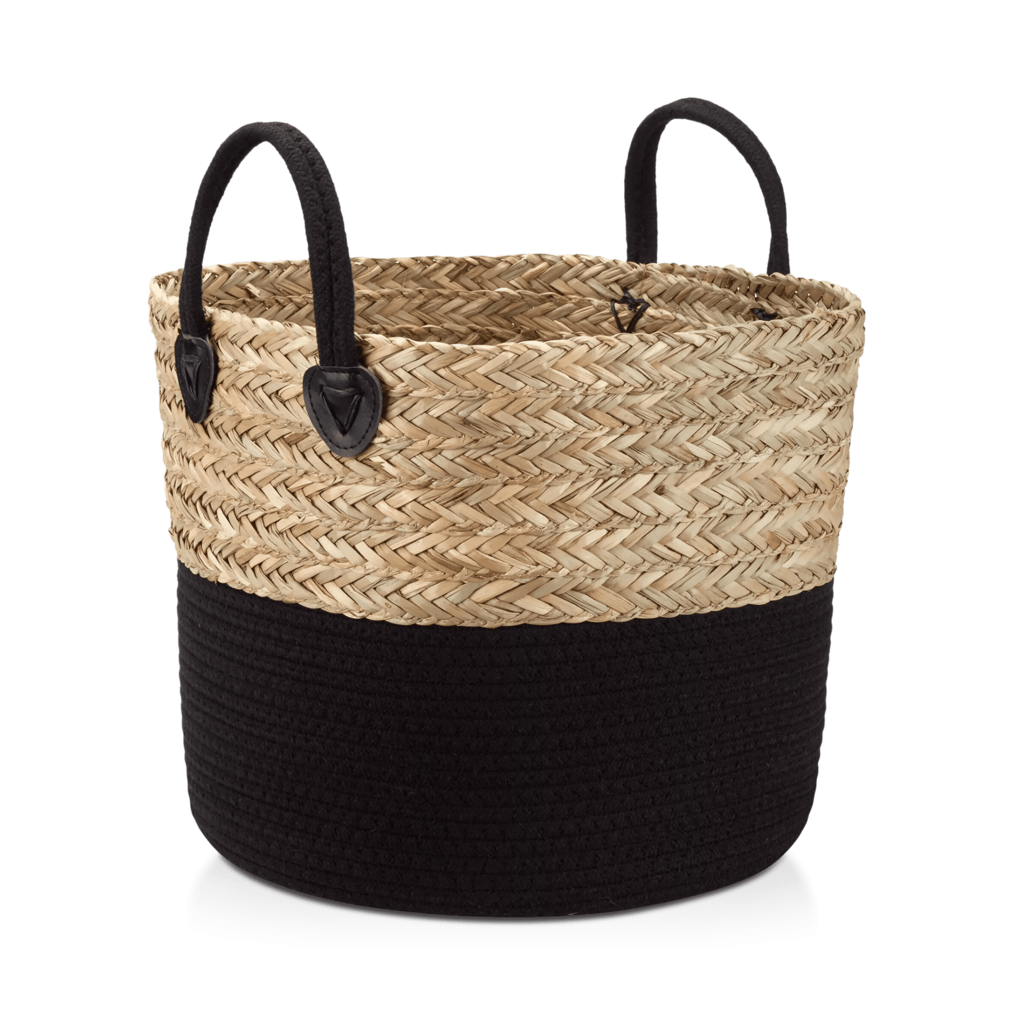 Woven Seagrass and Cotton Rope Basket