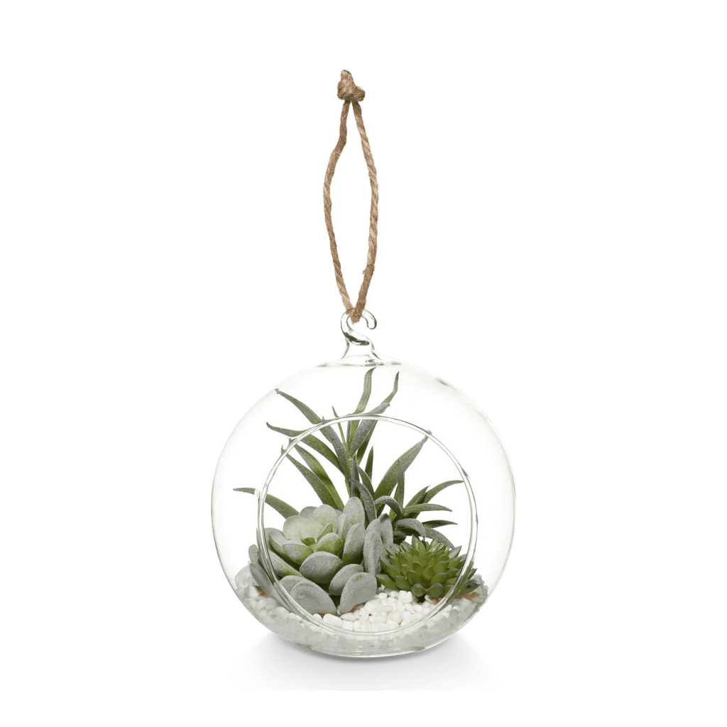 Hanging Terrarium with Artificial Succulent