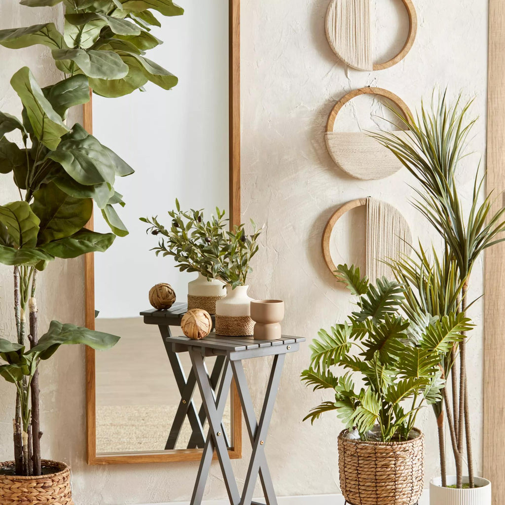 Set of 3 Mango Wood and Rope Circle Wall Decor