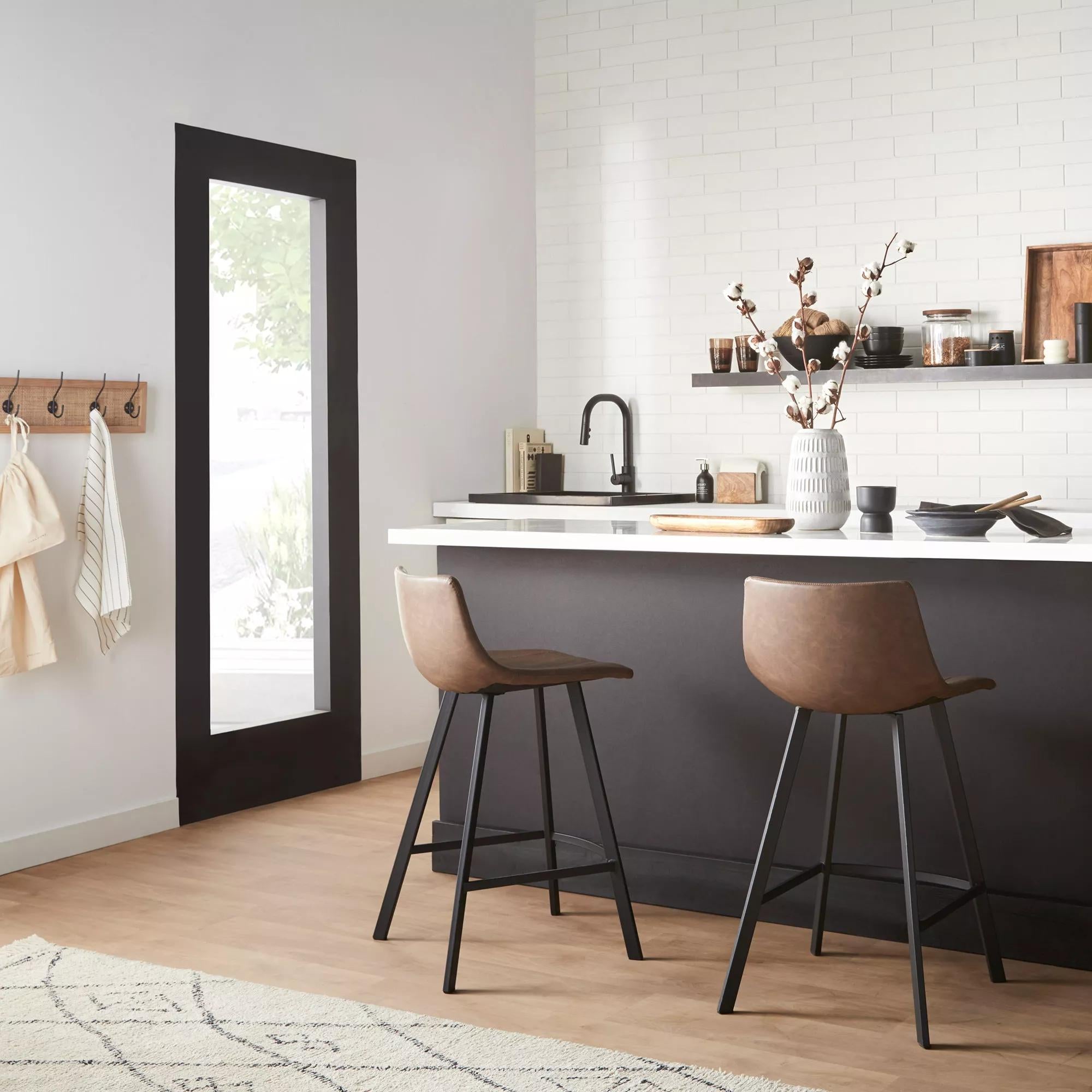 Faux Leather and Metal Bar Stool