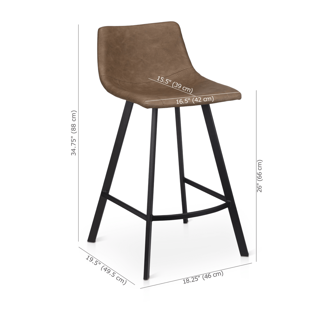 Faux Leather and Metal Bar Stool