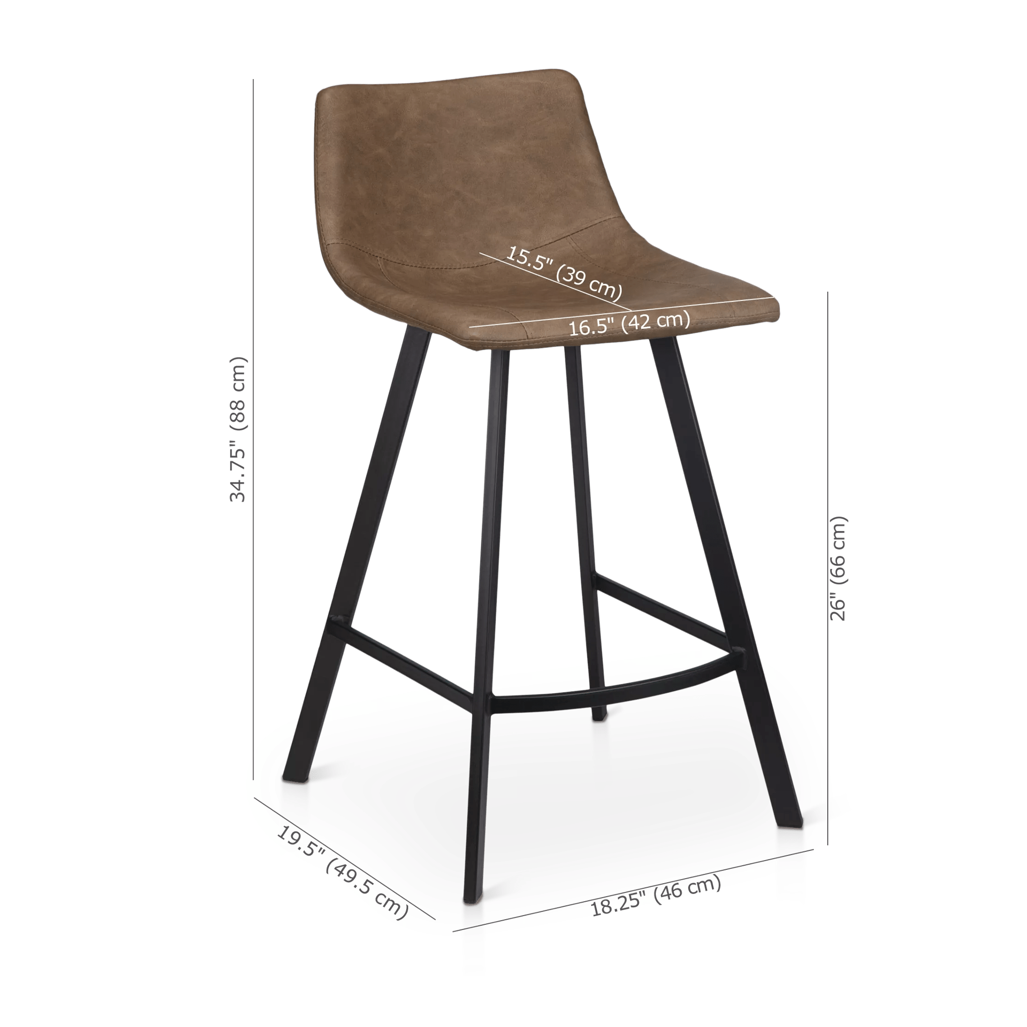 Faux Leather and Metal Bar Stool