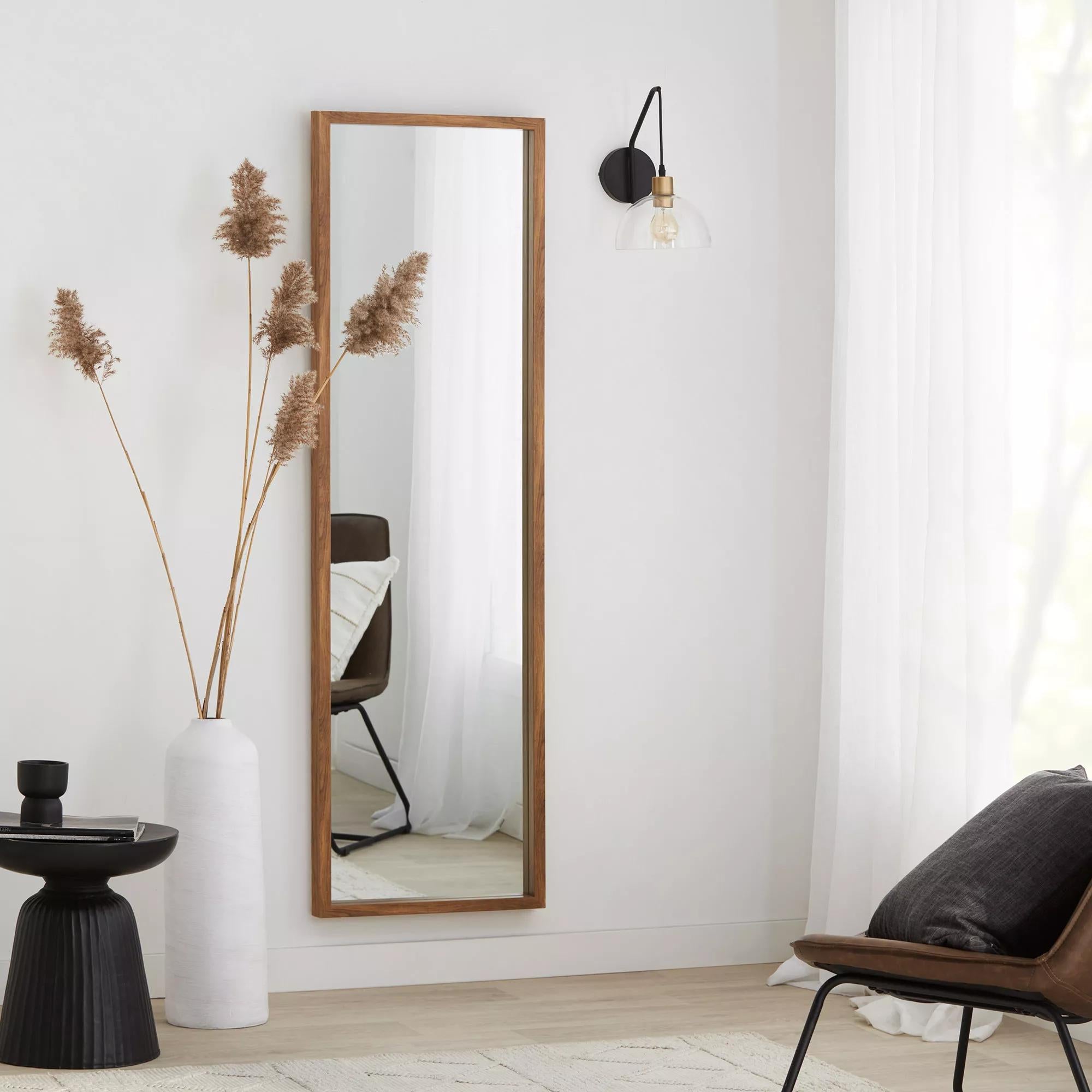Full-Length Mirror with Wood-Like Frame
