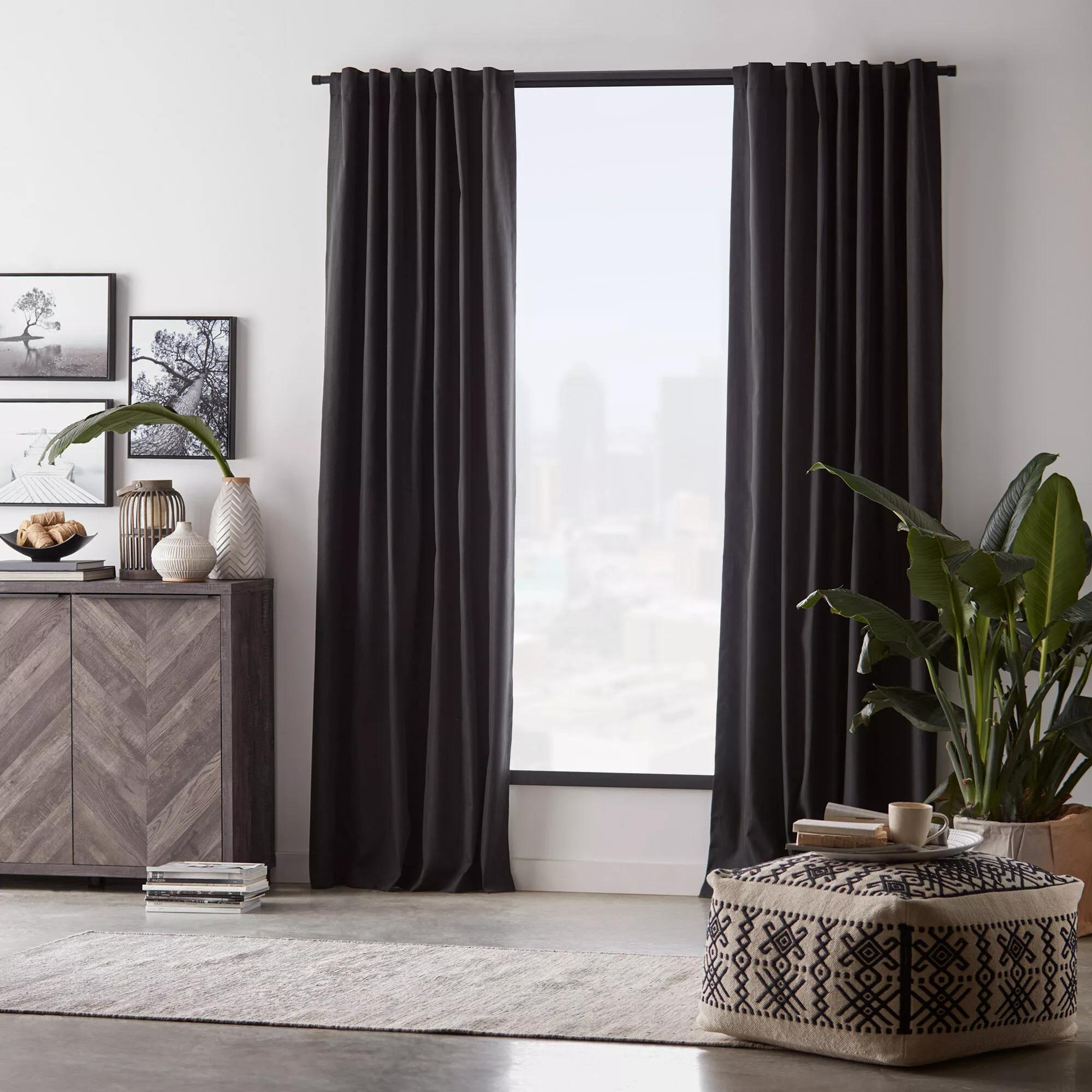 Black Vence Blackout Curtain with Hidden Back Tab
