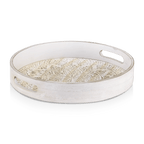 Round Patterned Wood Tray