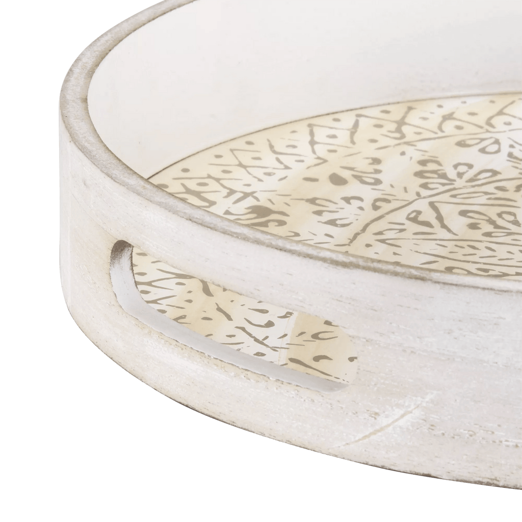 Round Patterned Wood Tray