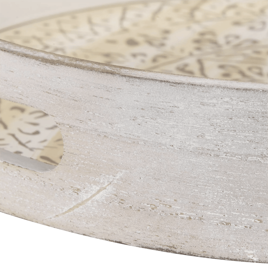 Round Patterned Wood Tray